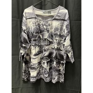 Y2K Liz & Me Collectors Series All Over Print Half Sleeve Top 1X